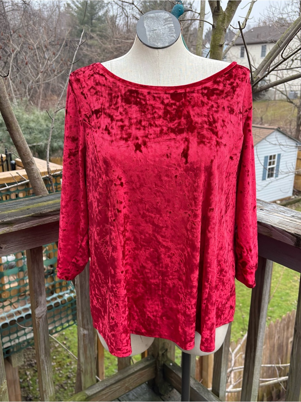 Westport 1962 Red Velvet 3/4 Sleeve Blouse Women’s Plus Size 3X